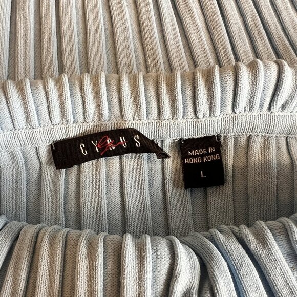 Beaded Womens Large Sweater Blue Ribbed Knit Off Shoulder Pullover Hong Kong 90s - Picture 4 of 13